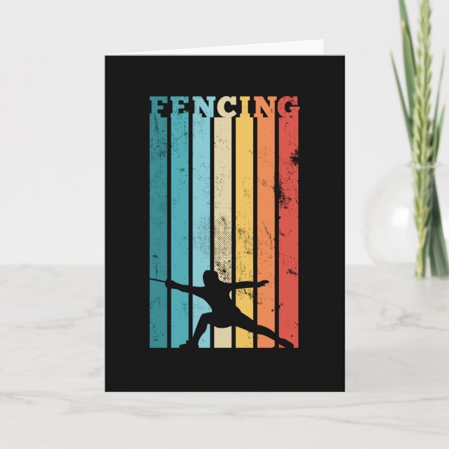 Fencer Gift för Fencer Saber Rapier Retro-svärd Kort (Framsida)