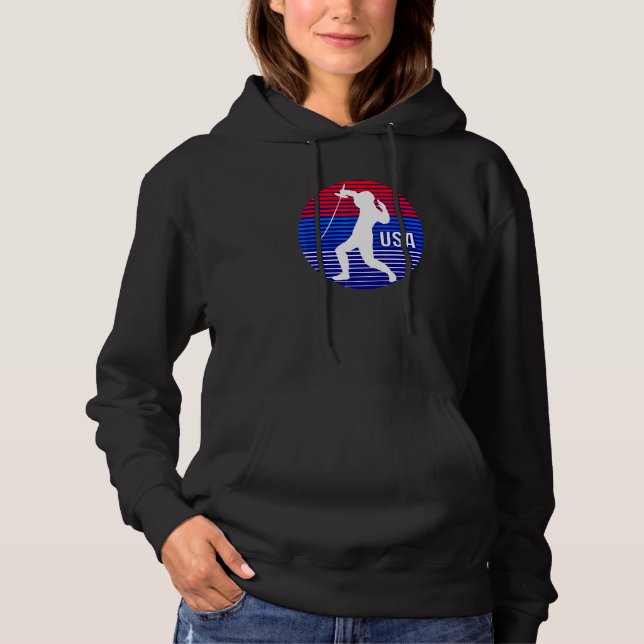 Fencer Retro Sunset Usa Fencer T Shirt (Framsida)