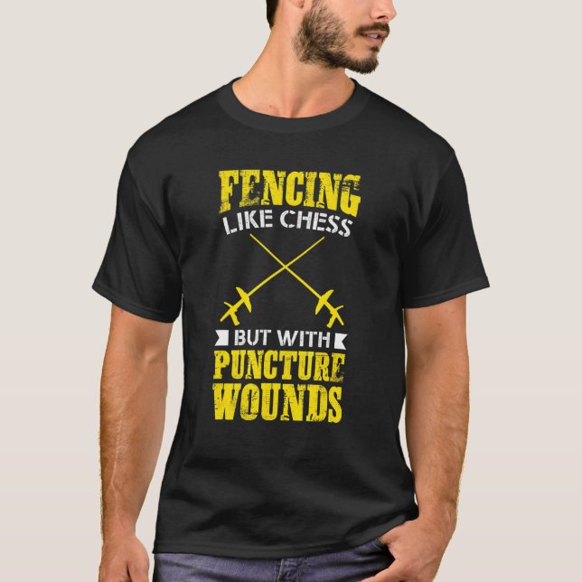 Fencer som schack, men med punktion som är väv t shirt (Framsida)