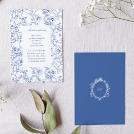 Fench Blue Chinoiserie Toile Bröllop-logi Tilläggskort
