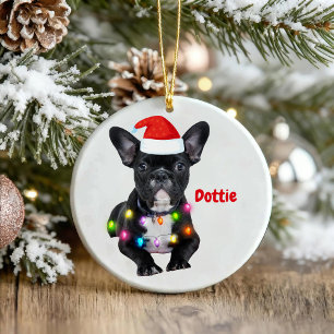 Fenchies christmas-gåva till bulldog älskare julgransprydnad keramik
