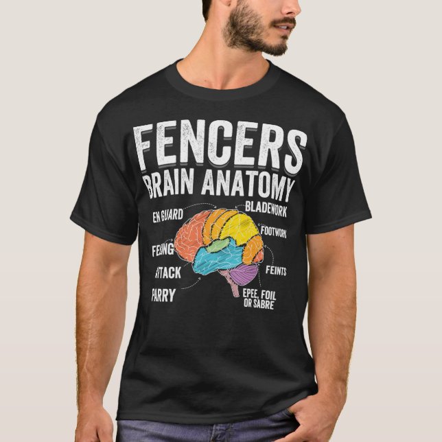 Fencing Brain Anatomy - Funny Fencer Slogan Pun Gi T Shirt (Framsida)