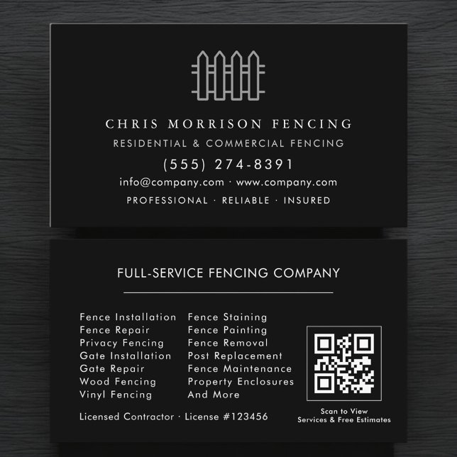 Fencing Fence Contractor QR Code Visitkort (Skapare uppladdad)