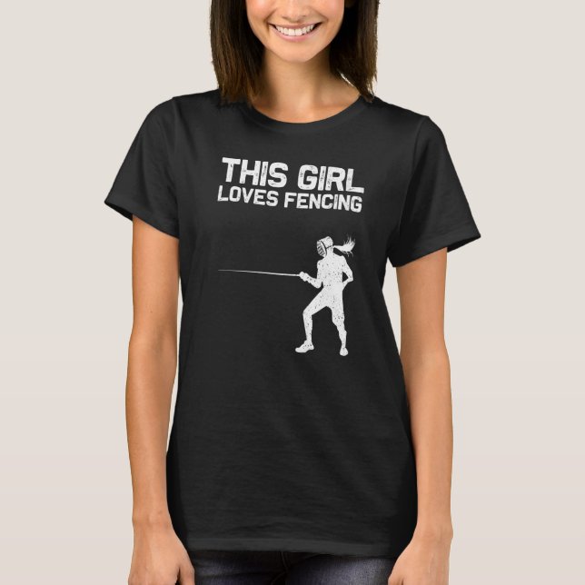 Fencing For Girls Kids Fencer Sword Sports T Shirt (Framsida)