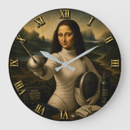 Fencing Funny Mona Lisa Stor Klocka