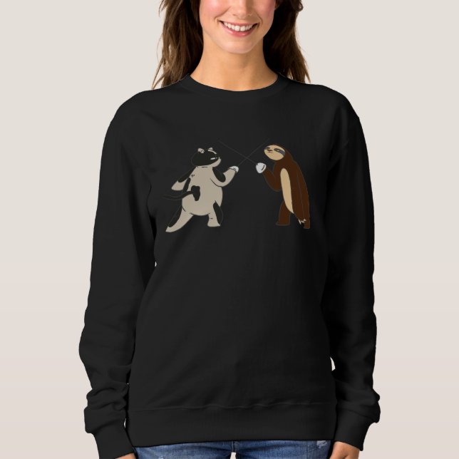 fencing lazy sloth cat t shirt (Framsida)