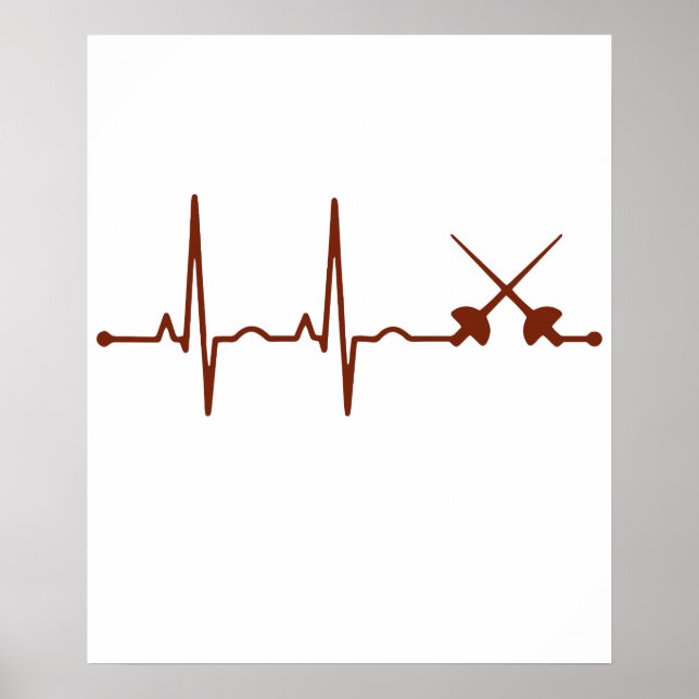 Fencing Sabre Shirt - Saber Style Fencing Heartbea Poster (Framsidan)