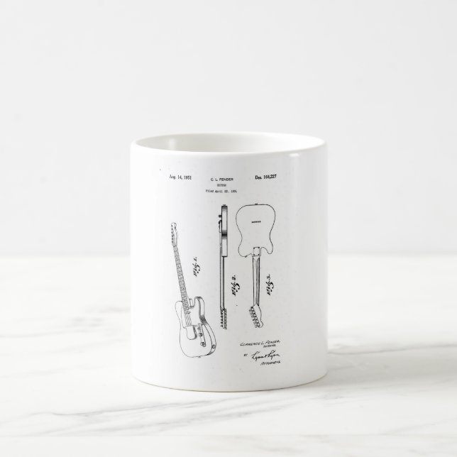 Fender Telecaster Guitar vintage Patent Kaffemugg (Center)