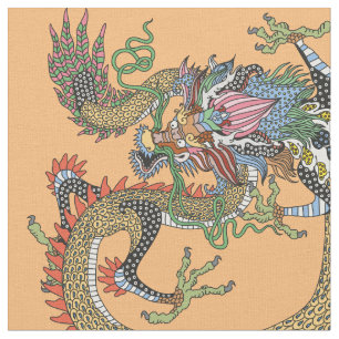 Feng Huang och kinesisk drake Tyg