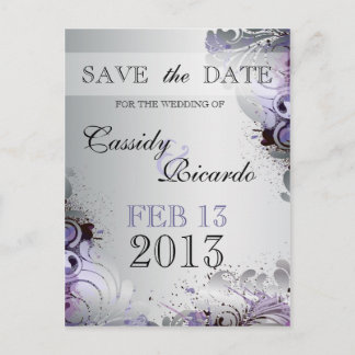 Feng Shui-blommor av Lila och Silver Tones Meddelande Vykort