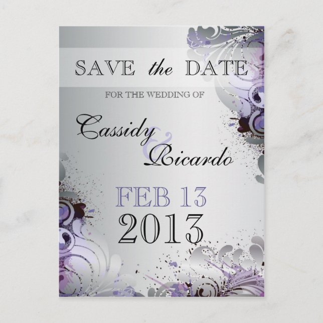 Feng Shui-blommor av Lila och Silver Tones Meddelande Vykort (Framsida)