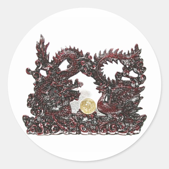 Feng Shui Dragon & Phoenix Runt Klistermärke (Framsida)