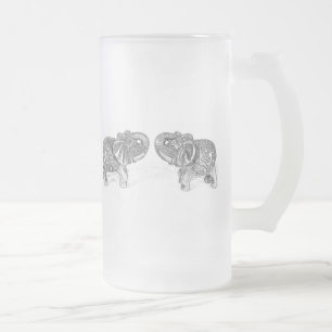 Feng Shui dubbel elefant - B&W Frostat Ölglas