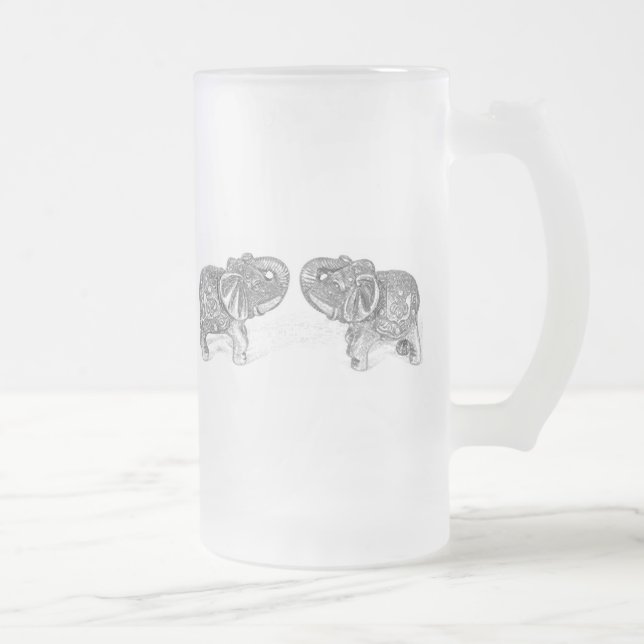 Feng Shui dubbel elefant - B&W Frostat Ölglas (Höger)