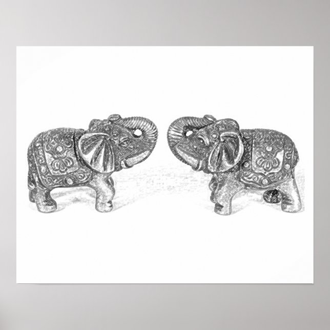 Feng Shui Dubbla Elephant - B&W Poster (Framsidan)