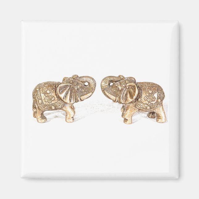 Feng Shui Dubbla Elephant Magnet (Framsidan)