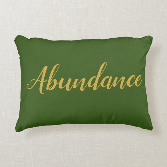 Feng Shui Grönt & Guld "Abundance"-dekorfärg Prydnadskudde (Framsidan)