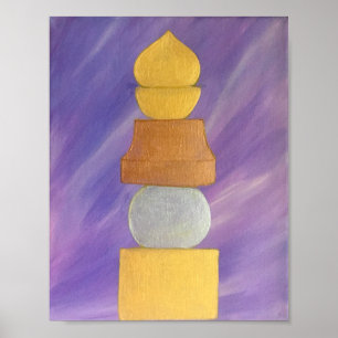 Feng Shui Tri-färgad 5 Inslag Pagoda Poster