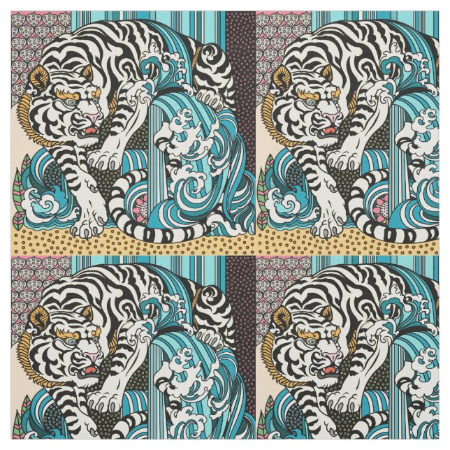 Feng Shui White Tiger Fabric Tyg (Provkarta)
