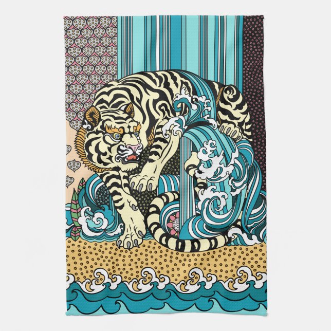 Feng Shui White Tiger Kitchen Towel Kökshandduk (Vertikal)
