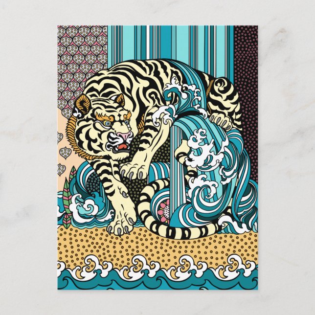Feng Shui White Tiger-vykort Vykort (Framsida)