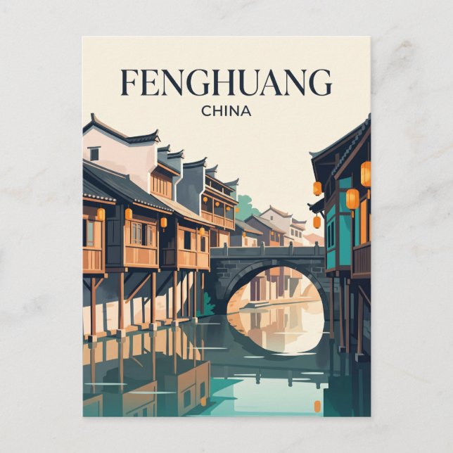 Fenghuang forntida stad Kina Vykort (Framsida)