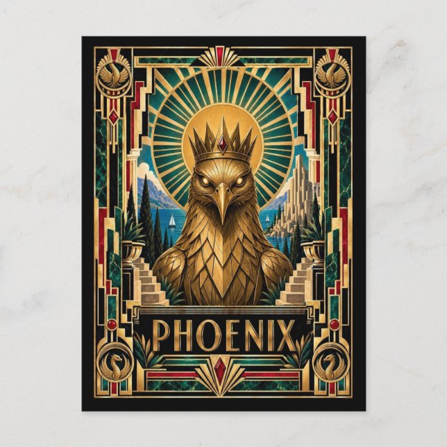 Fenix, Art Deco mytisk Vykort (Framsida)