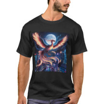 Fênix flamejante Camiseta Básica Preta