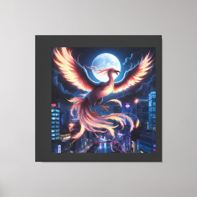 Fênix flamejante canvastryck (Framsida)