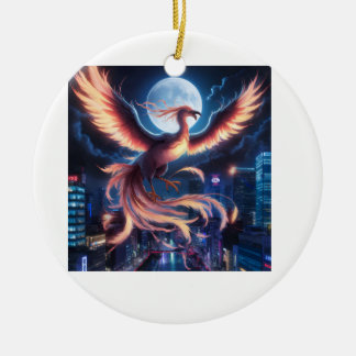 Fênix flamejante Ornamento de Cerâmica Julgransprydnad Keramik