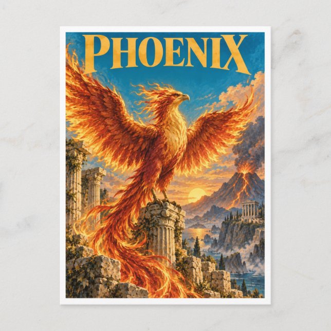 Fenix, gotisk fantasymonster vykort (Framsida)