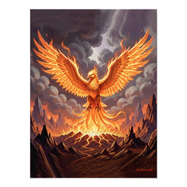 Fenix Majestique Triptych Väggkonst Fototryck (Framsidan)