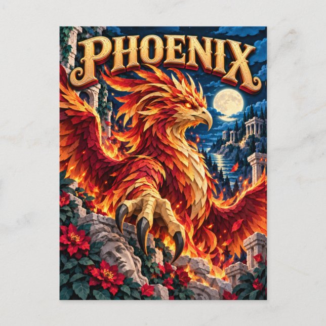 Fenix, Pappersklippt Monster Vykort (Framsida)