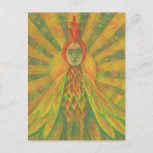 Fenix Sun Bird Kvinna Gudinna Fantasi Surrealism Vykort