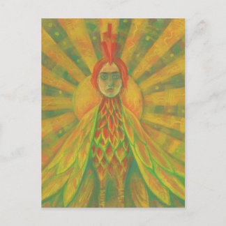 Fenix Sun Bird Kvinna Gudinna Fantasi Surrealism Vykort
