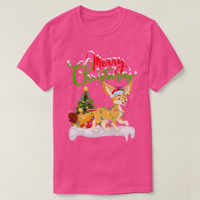 Fennec Fox Animal Lover Julafton Lighting Fennec F T Shirt (Design framsida)