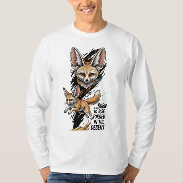 Fennec Fox Born till Stiga upp Smidd i öknen T Shirt (Framsida)