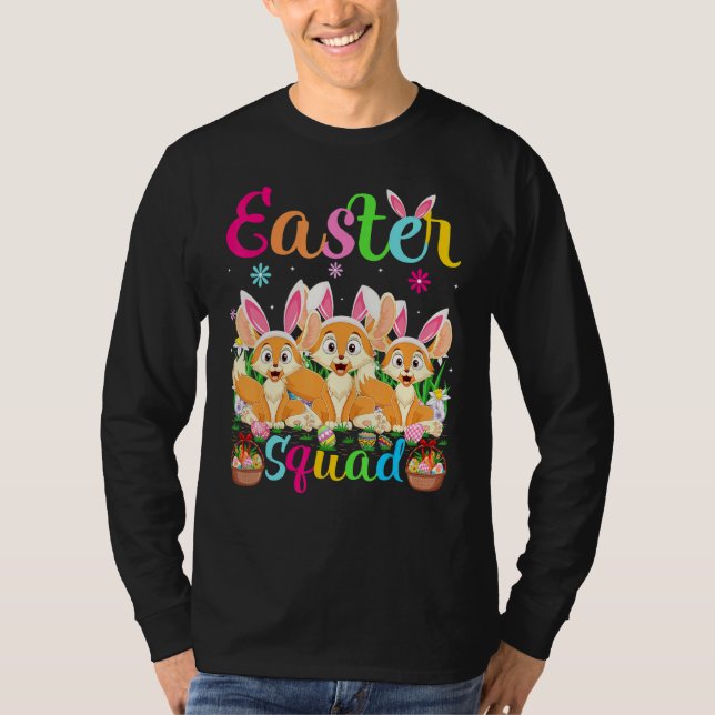 Fennec Fox Bunny Ear Påsk Squad Fennec Fox Lycklig T Shirt (Framsida)