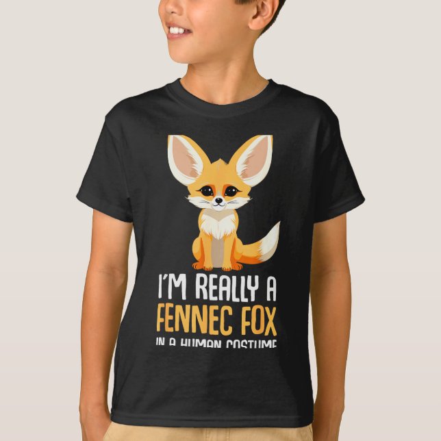 Fennec Fox Costume Girls Fox  T Shirt (Framsida)