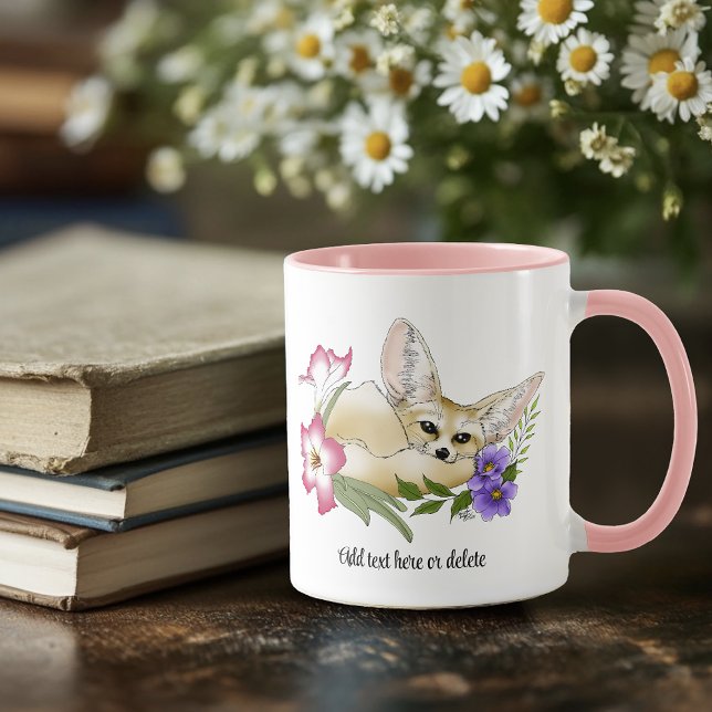 Fennec Fox Flowers Cute Mugg (Skapare uppladdad)