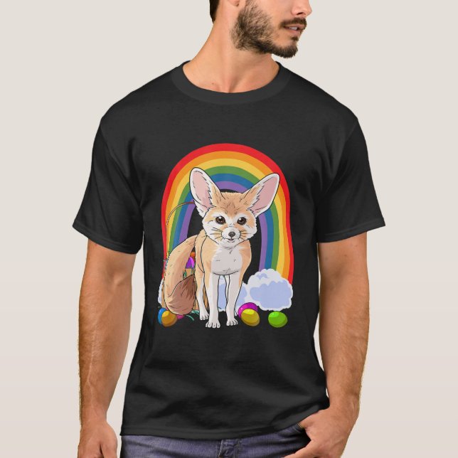Fennec Fox Glad påsk Eggs Bunny T Shirt (Framsida)