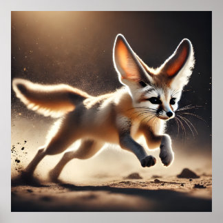 Fennec Fox i Rörelse Dynamic Desert Wildlife Poste Poster