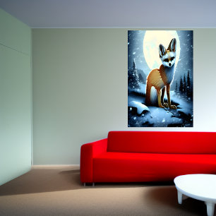 Fennec Fox i snöberget   AI Art Poster