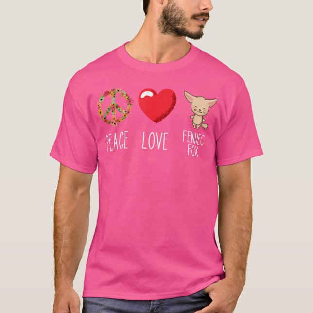 Fennec Fox Kärlek Peace Heart Cute Öron Fennec Fox T Shirt (Framsida)