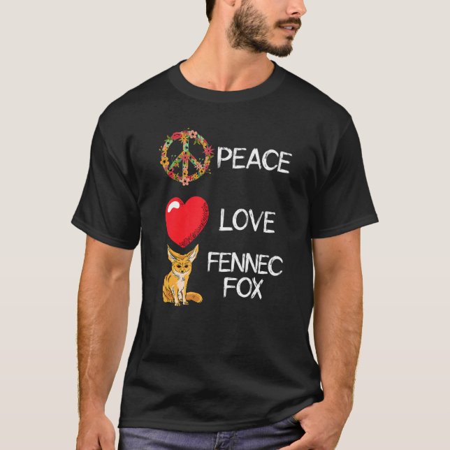 Fennec Fox Kärlek Peace Heart Unity Animal Fennec  T Shirt (Framsida)