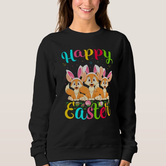 Fennec Fox Påskägg Bunny Fennec Fox Lycklig Öster T Shirt (Framsida)