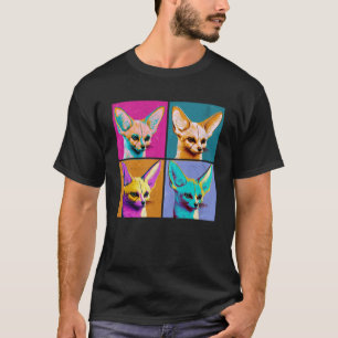 Fennec Fox Pop Illustration Färgämnen Kvinnor T Shirt