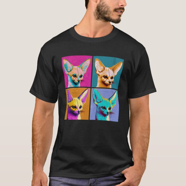 Fennec Fox Pop Illustration Färgämnen Kvinnor T Shirt (Framsida)