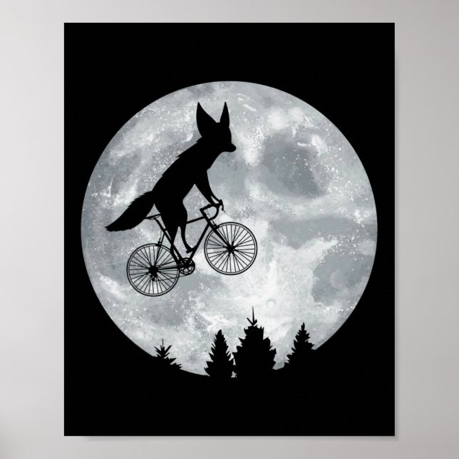 Fennec Fox Riding Måne Bike Halloween Lunar Cyclin Poster (Framsidan)
