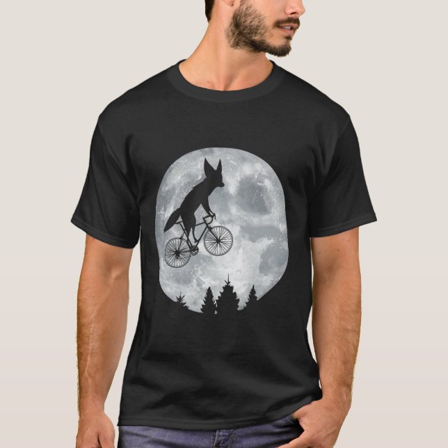 Fennec Fox Riding Måne Bike Halloween Lunar Cyclin T Shirt (Framsida)